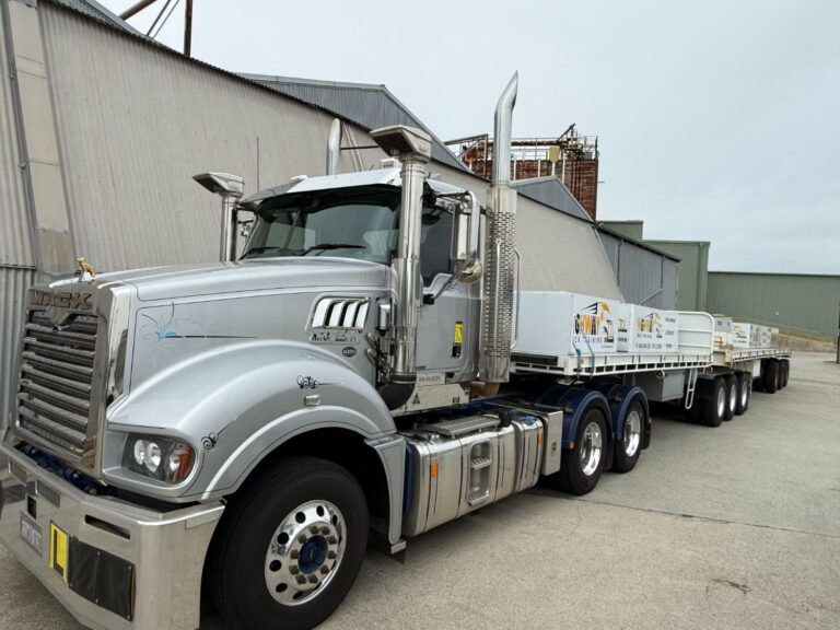 Prime mover and trailer parked at the Operate WA training yard